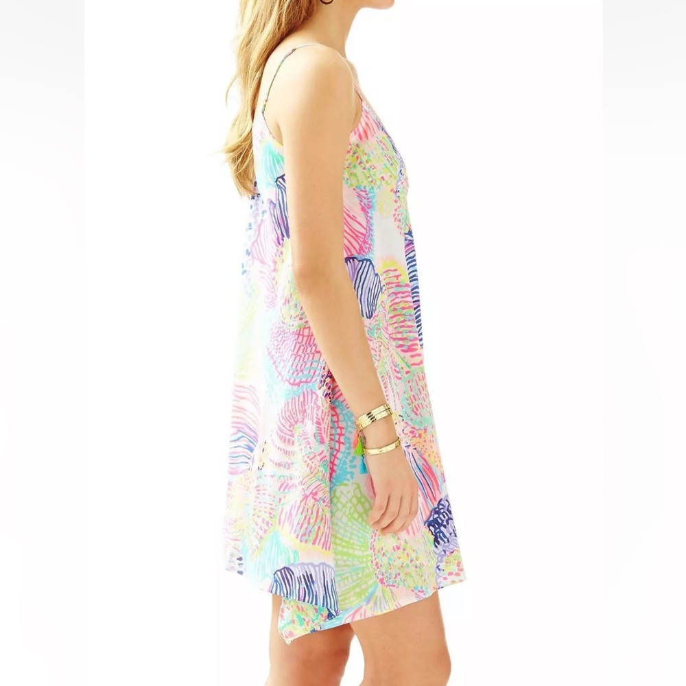 Lilly Pulitzer Clara Multi Roar of The Seas Asymmetric Hem Slip Dress - Picture 4 of 15